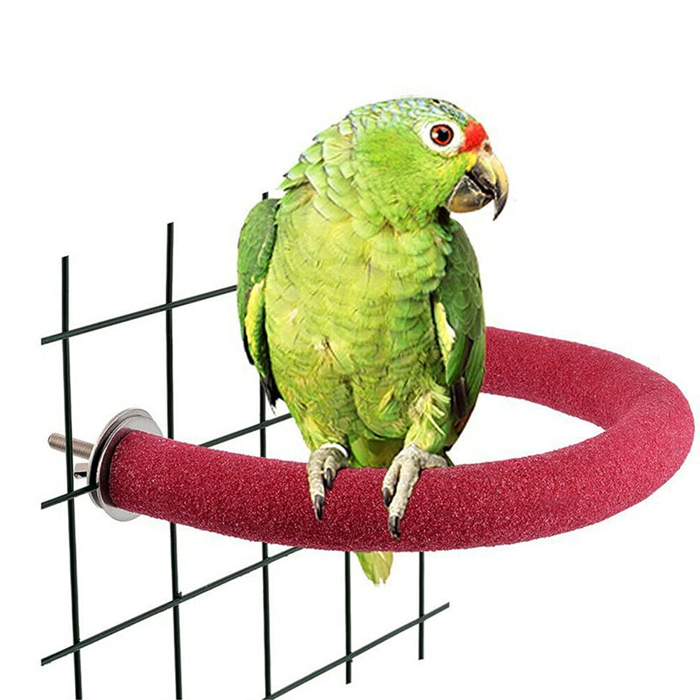 TeTupGa U Shape Parrot Perch Stand Pet Toy Bird Platform Sand Paw Grinding Clean Stick Cage Exercise Conure Budgie Cockatiel Accessories (Red Small)