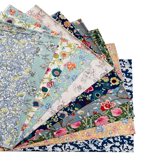 Image of 10 inchx10 inch 50pcs Cotton Fabric Squares for Sewing Quilting Supplies-Morris B | Good quality fat quarters fabric bundles 100% cotton beautiful patterns fabric squares perfect for quilting projects