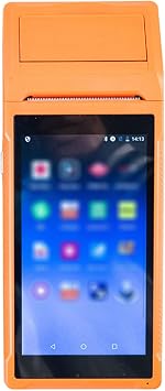 PDA POS Receipt Printer Android 8.1 POS PDA System Bulit-in 58mm Receipt Printer Bluetooth WiFi Handheld Terminal Touch Screen,Orange