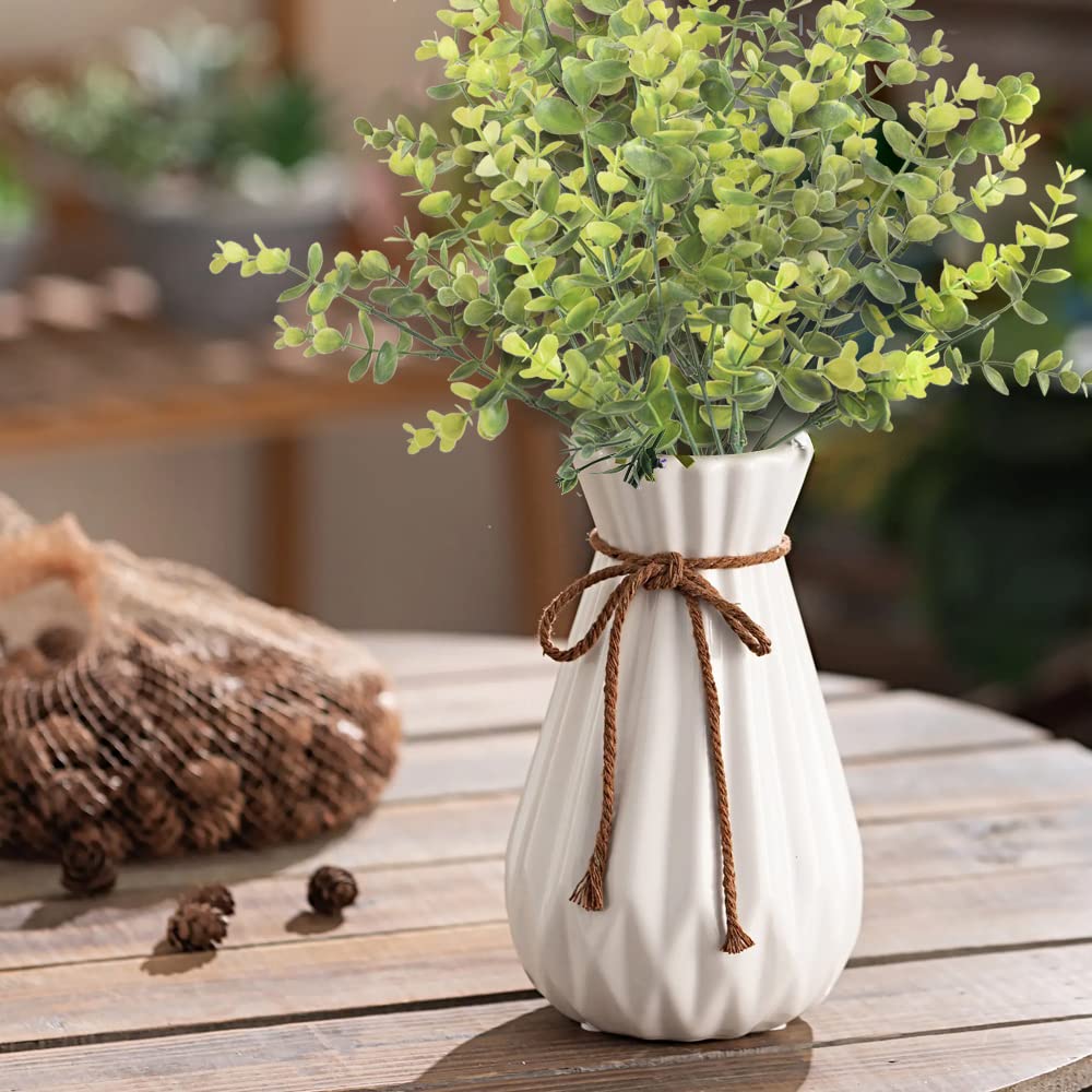 homEdge Künstlicher Eukalyptus-Plektrum, 6 Bündel, UV-beständig, künstliches Bouguet für Dekoration
