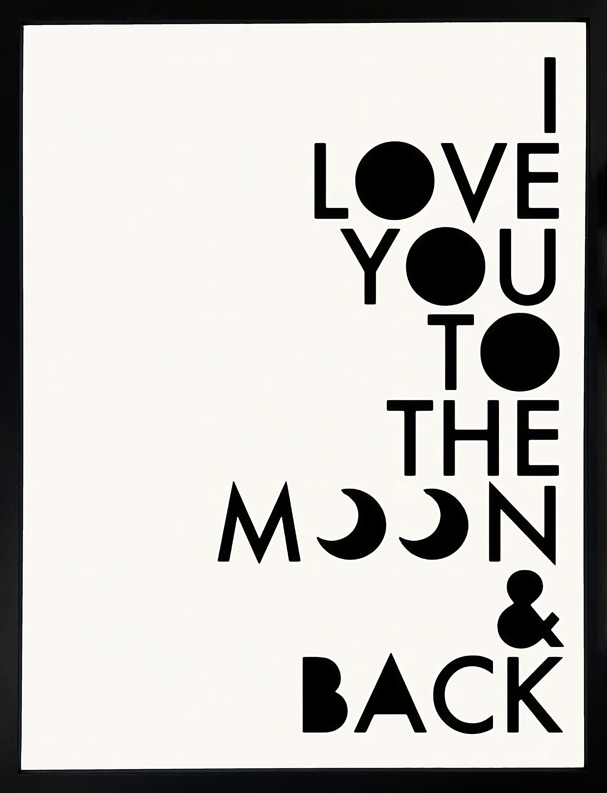 Brookpace Fine Art I Love You To The Moon And Back Quote Minimalist Fashion Framed Wall Art 53 x 43cm | Home Decor Living Room Decor Bedroom Decor