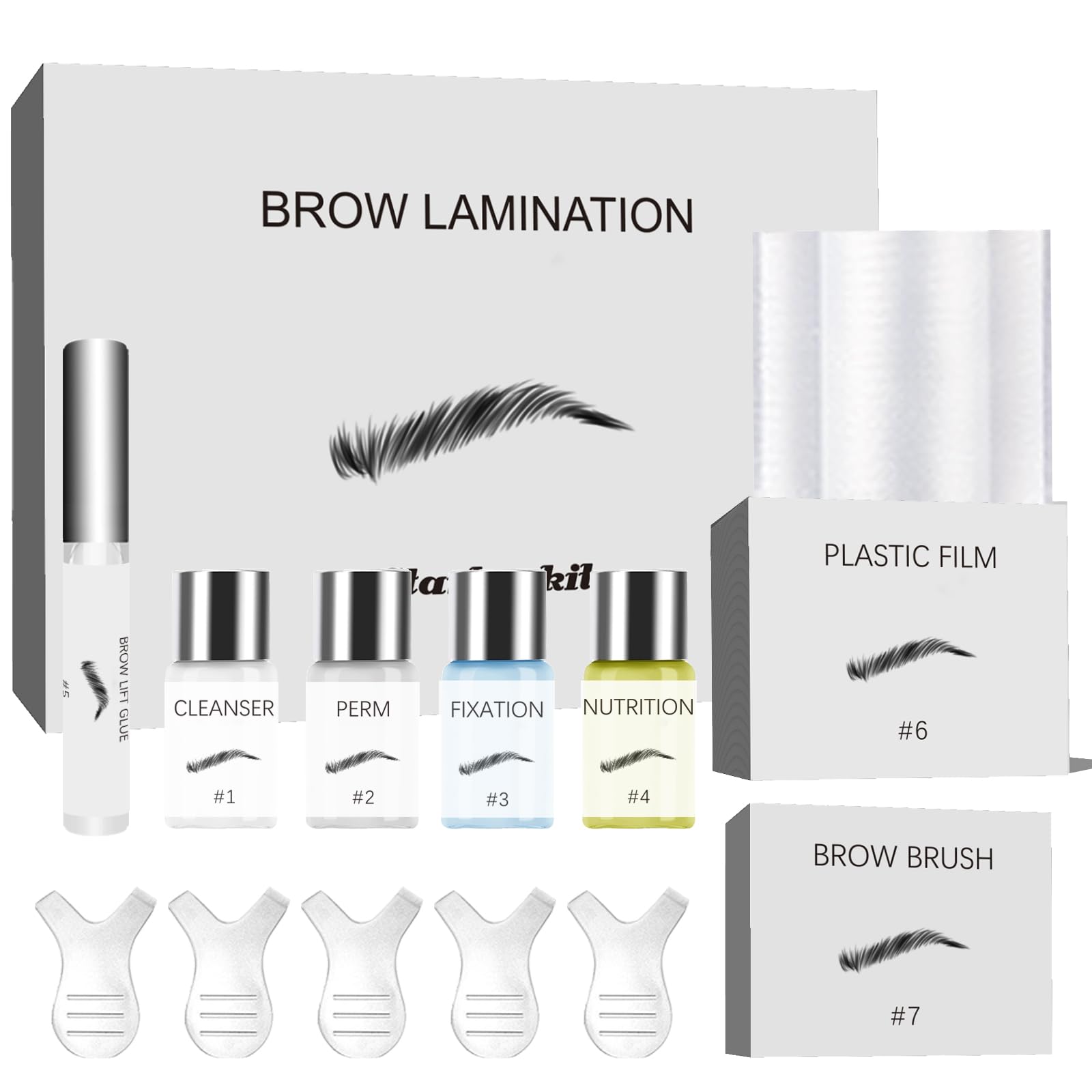 Brow Lamination Kit,Eyebrow Lamination Kit,Professional DIY Eyebrows Lift Styling Kit for Fuller and Messy Eyebrows,Wake Up Fuller Feathered Eyebrows,Lasting 6-8 Weeks,Suitable for Salon,Home Use