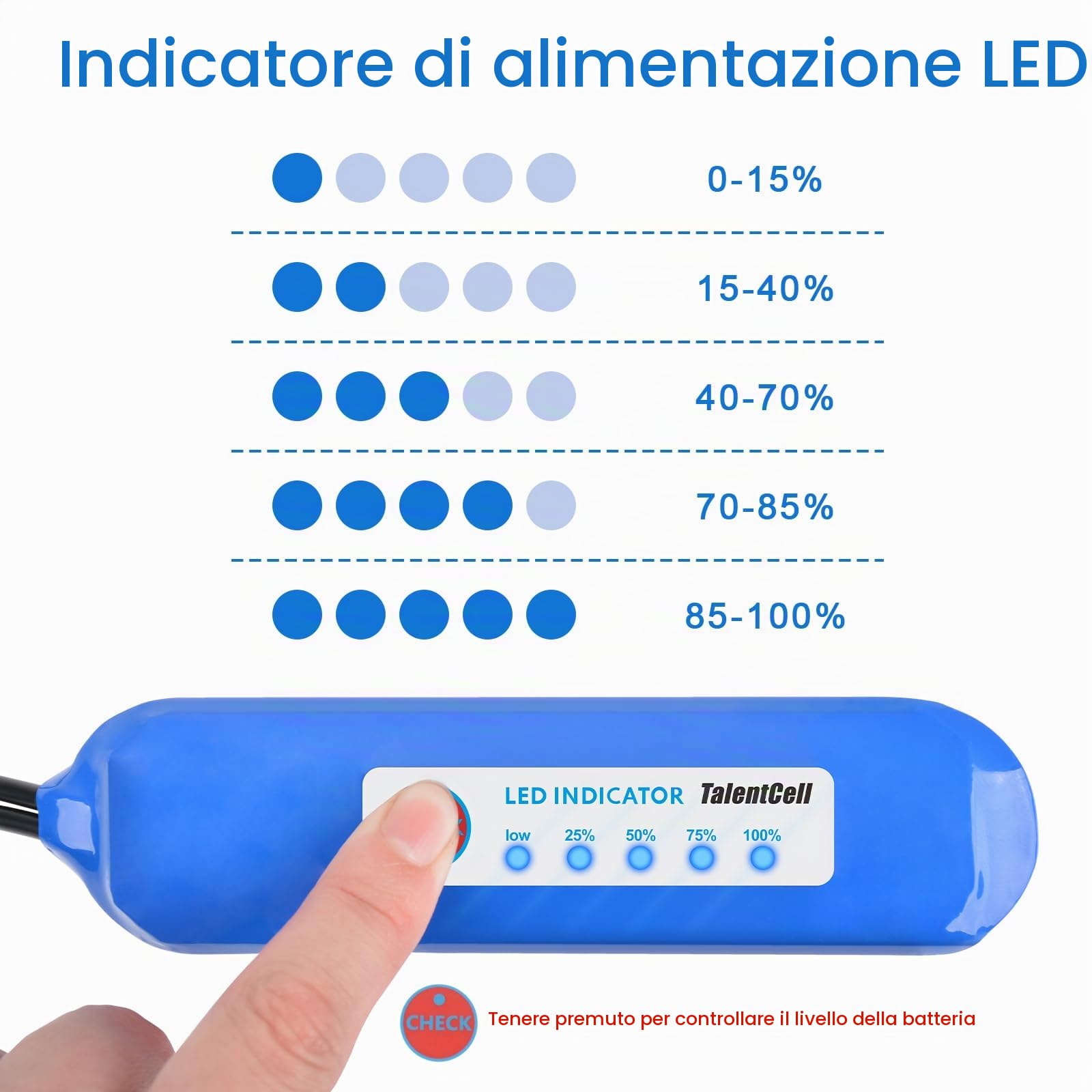 Talentcell Batteria ricaricabile LiFePO4 da 12 V, oltre 3000 cicli 12,8 V, 6000 mAh, 76,8 Wh, batteria di riserva al litio ferro fosfato con uscita DC 12 V per striscia luminosa a LED, telecamera CCTV