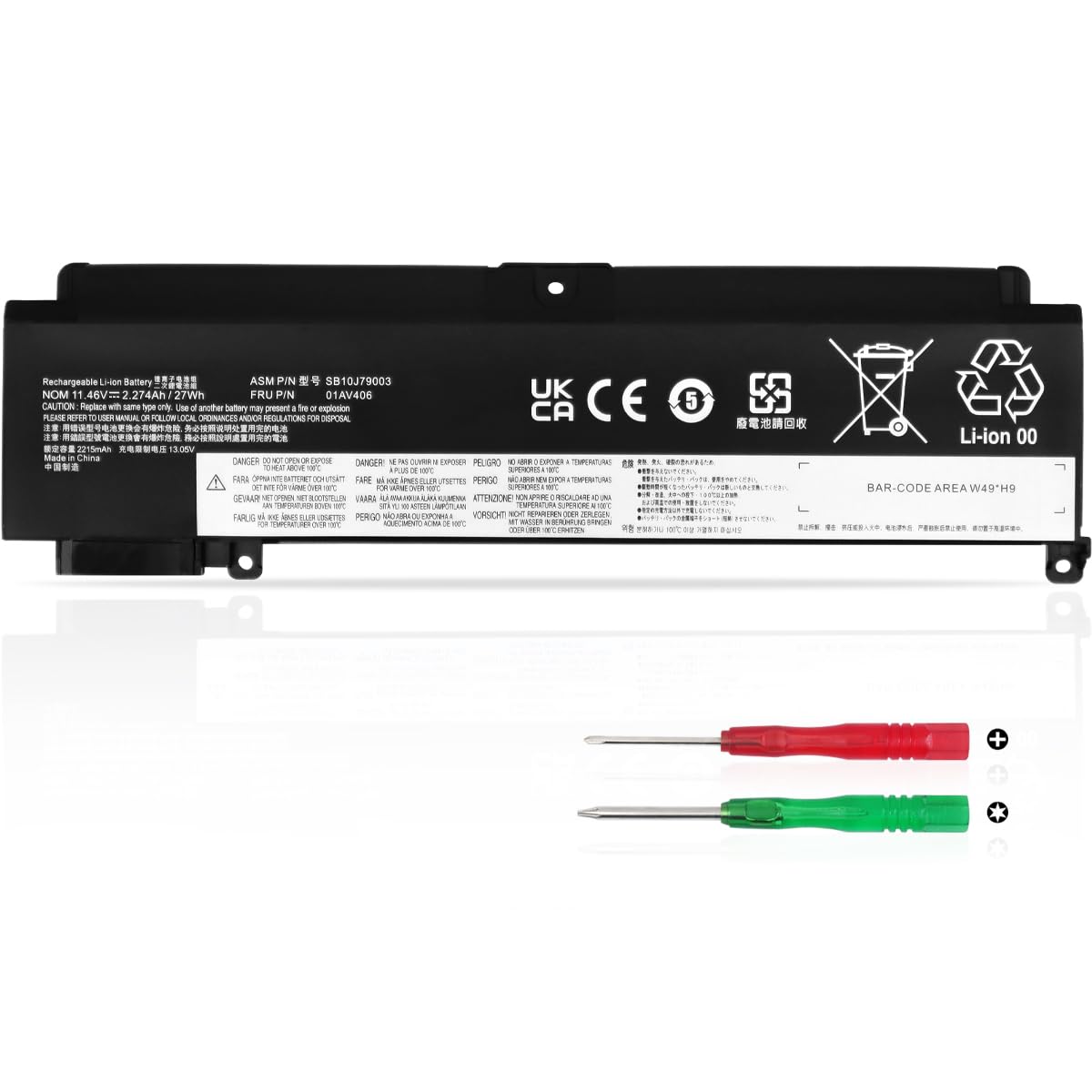 01AV406 01AV405 Batería para Lenovo ThinkPad T460S T470S Serie 01AV462 00HW024 00HW025 00HW038 01AV407 01AV408 SB10J79002 L16M3P73 SB10K97605 SB10F46462 SB10F46463 SB10J79003 11.46V 27Wh