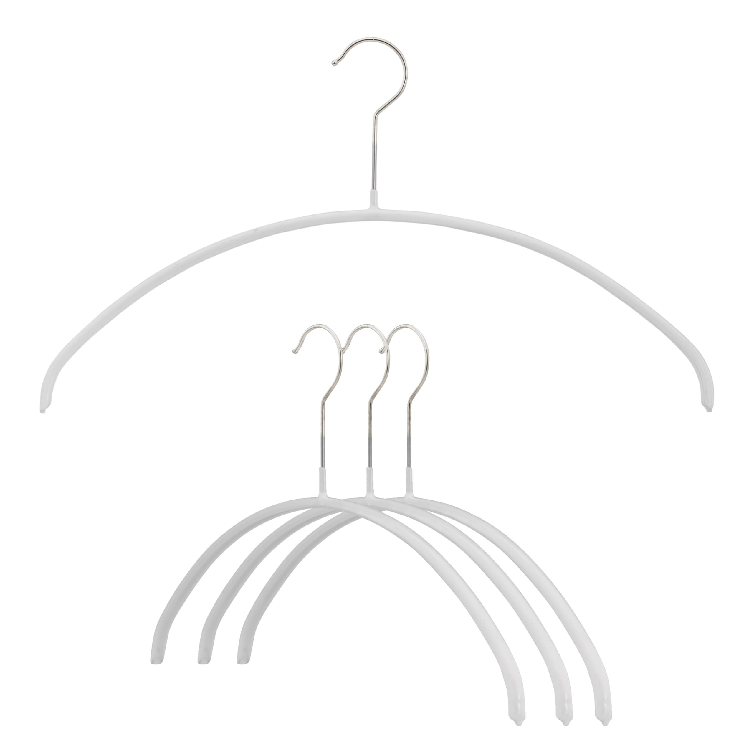 MAWANarrow Petite Clothing Hangers, Steel Hanger with Non-Slip Coating, for Shirts, Blouses, Dresses, Light Jackets, 360-degree Rotatable Hook, Set of 4, White