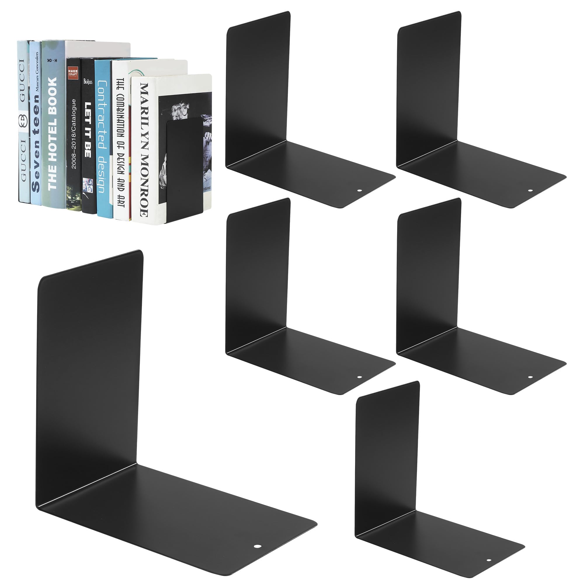 Fermalibri in metallo Nero con tappetini antiscivolo 24 pezzi 15 x 15 x 10 cm