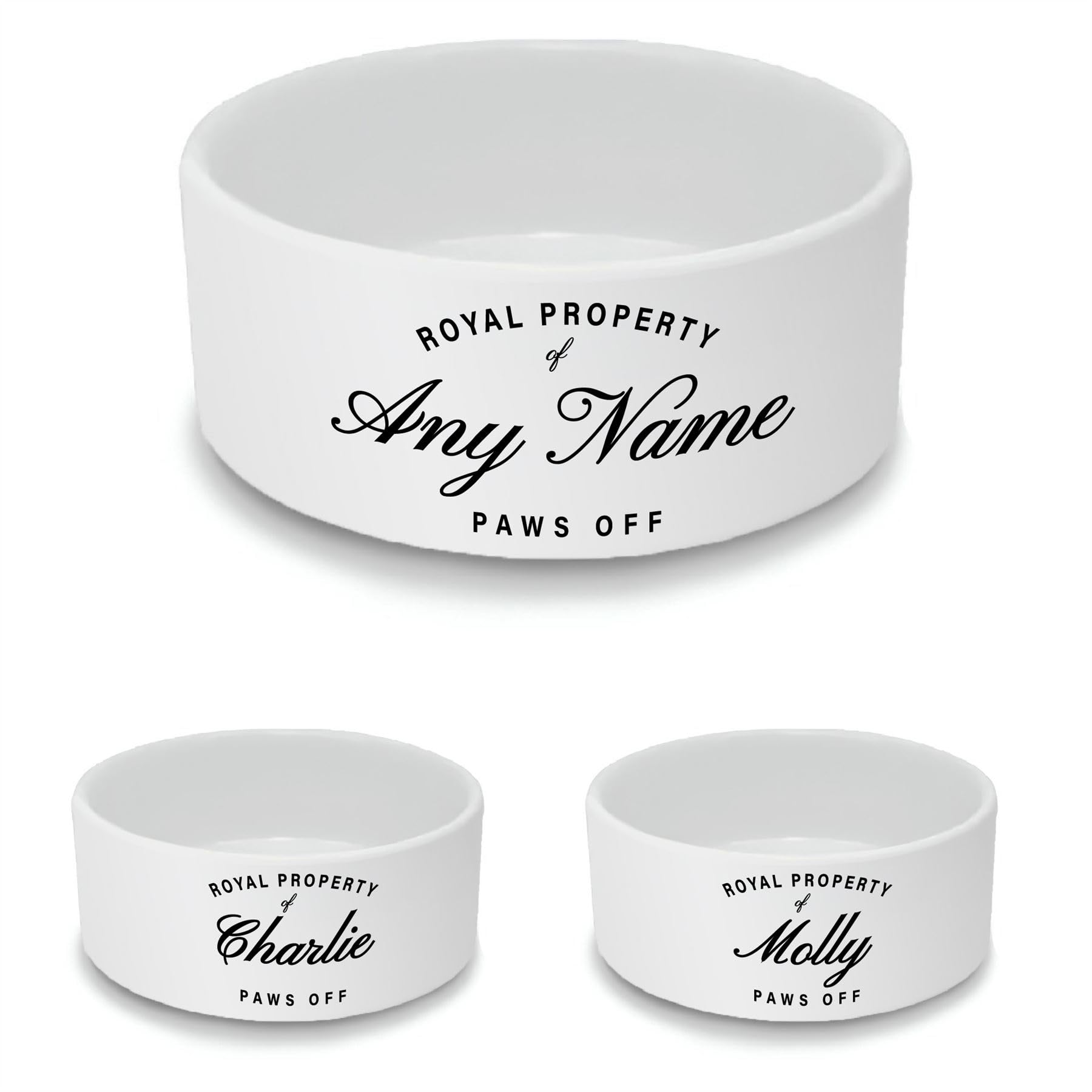 Personalised Ceramic Cat Bowl - Large White Pet Food Dish with Royal Property Design - Custom Name Cat Bowl 15cm Wide x 6cm Deep - Ideal for Medium to Large Cats — image 1