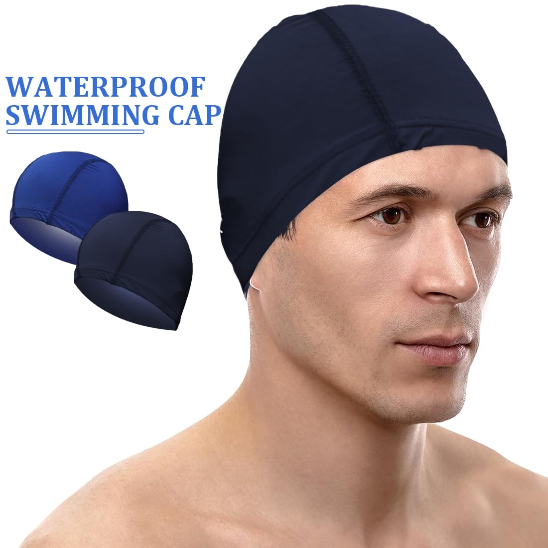 2 Pezzi Cuffie da Nuoto Cuffia Piscina per Uomo Donna in Tessuto Cuffia da Nuoto da Donna e Uomo Cuffia da Nuoto Elastica in Poliestere per Estate, Spiaggia, Atleti, Sport Acquatici