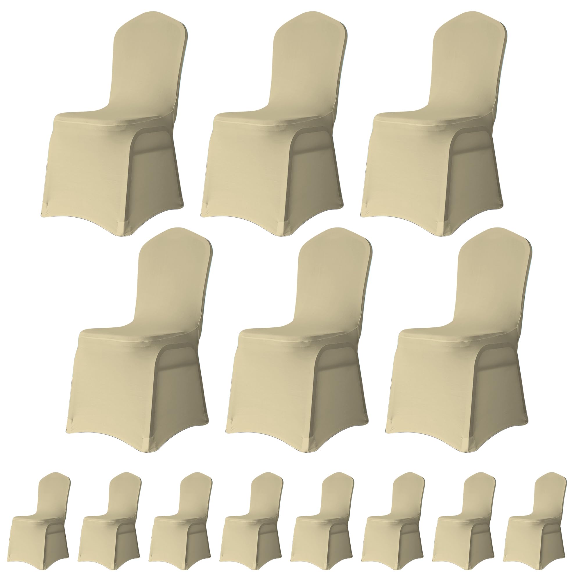 Trimming Shop Chair Cover Spandex Polyester Stretch Fabric Front Flat Dining Slipcovers Washable & Removable Wedding Chair Covers for Banquets Ceremony & Hotel Dinner (Champagne, Pack of 40)