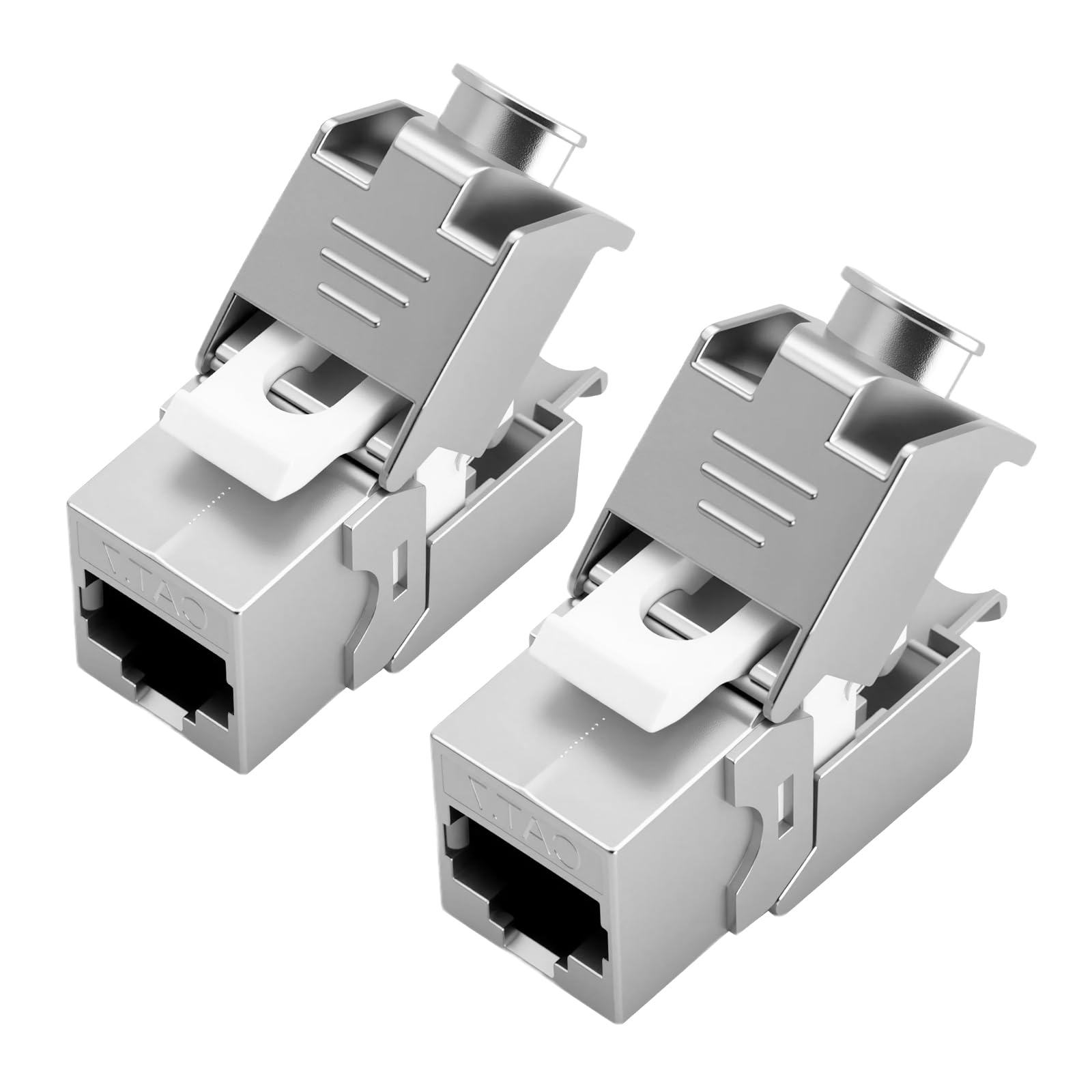 2 Stück Keystone RJ45 Cat 7 Connector Module - Tool-Free CAT7, CAT6, CAT6a RJ45 Keystone Jack, Netzwerkstecker Werkzeuglos, STP Shielded, 10 Gbit/s, 1000 MHz for Patch Panels & Network Sockets
