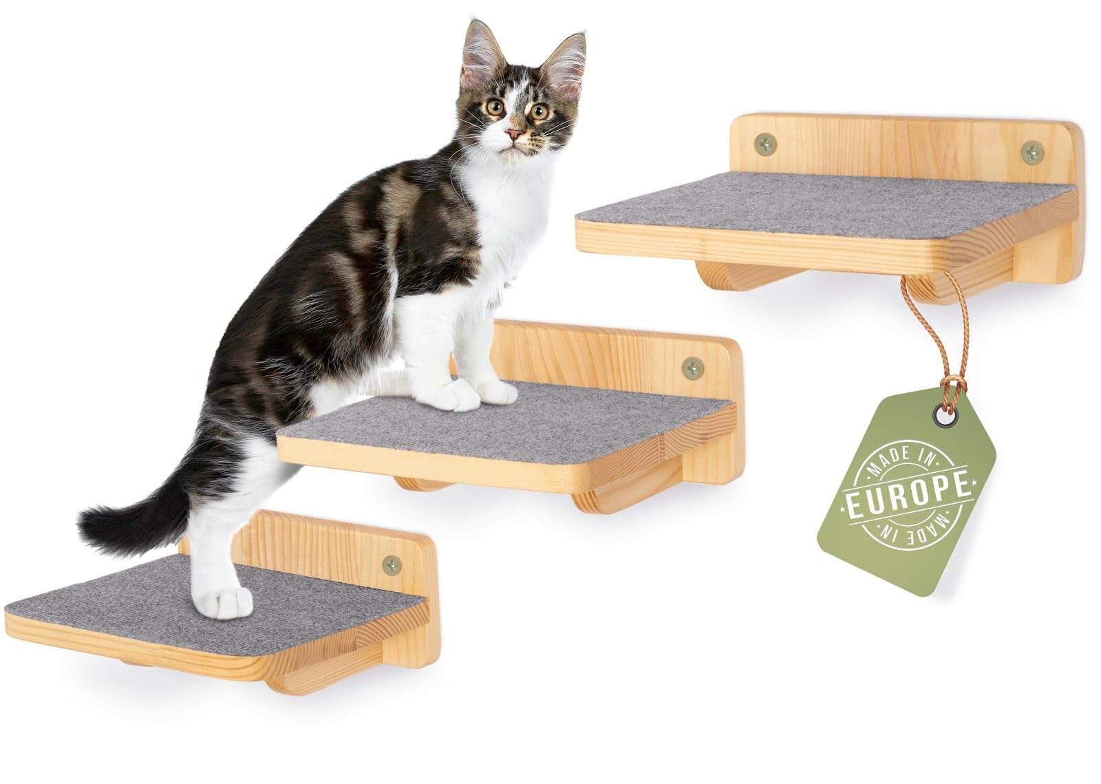 WOOWOOD® Pared de escalada para gatos, juego de 3 escaleras para gatos, escaleras para gatos, pared de escalada, escalera para gatos, escalar en la pared para gatos, gatos, escalar en la pared, XL