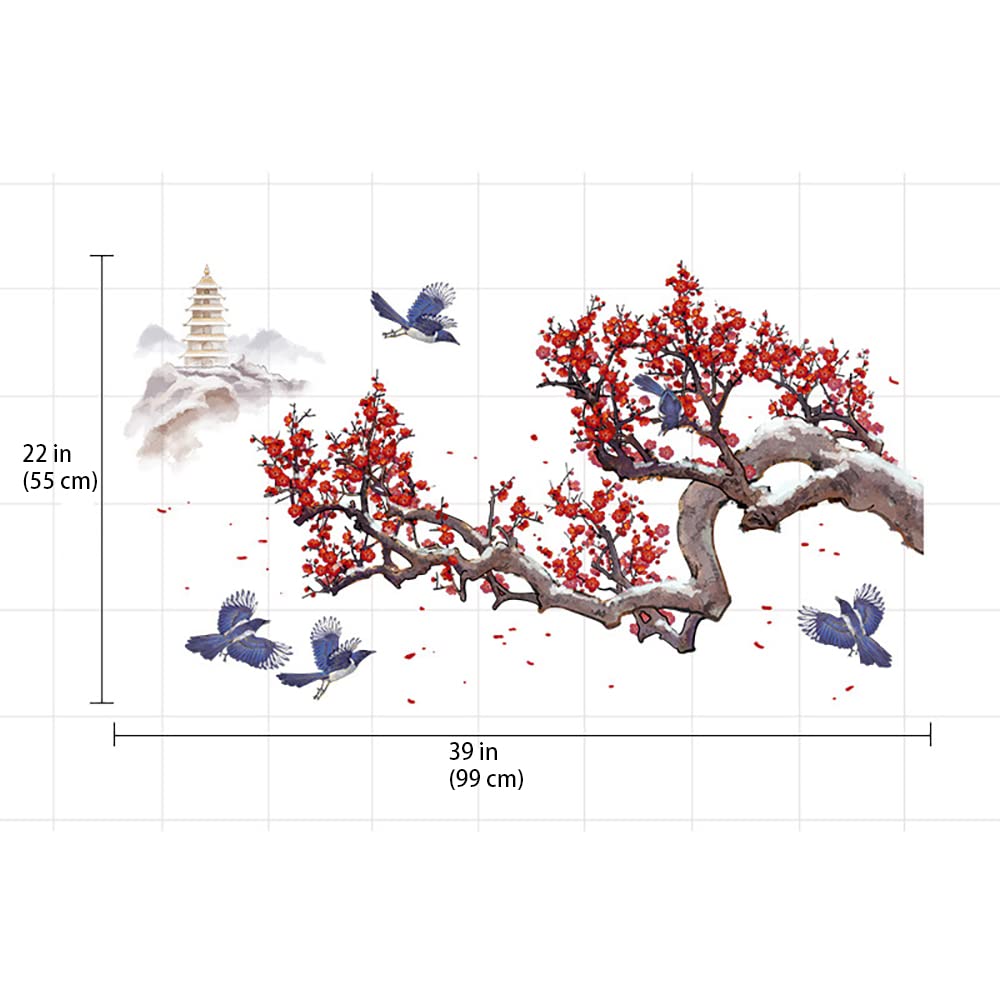 Adesivi Murali Fiori Di Ciliegio E Uccelli - Decorazione Per Pareti Di Camera E Soggiorno - Foto 6