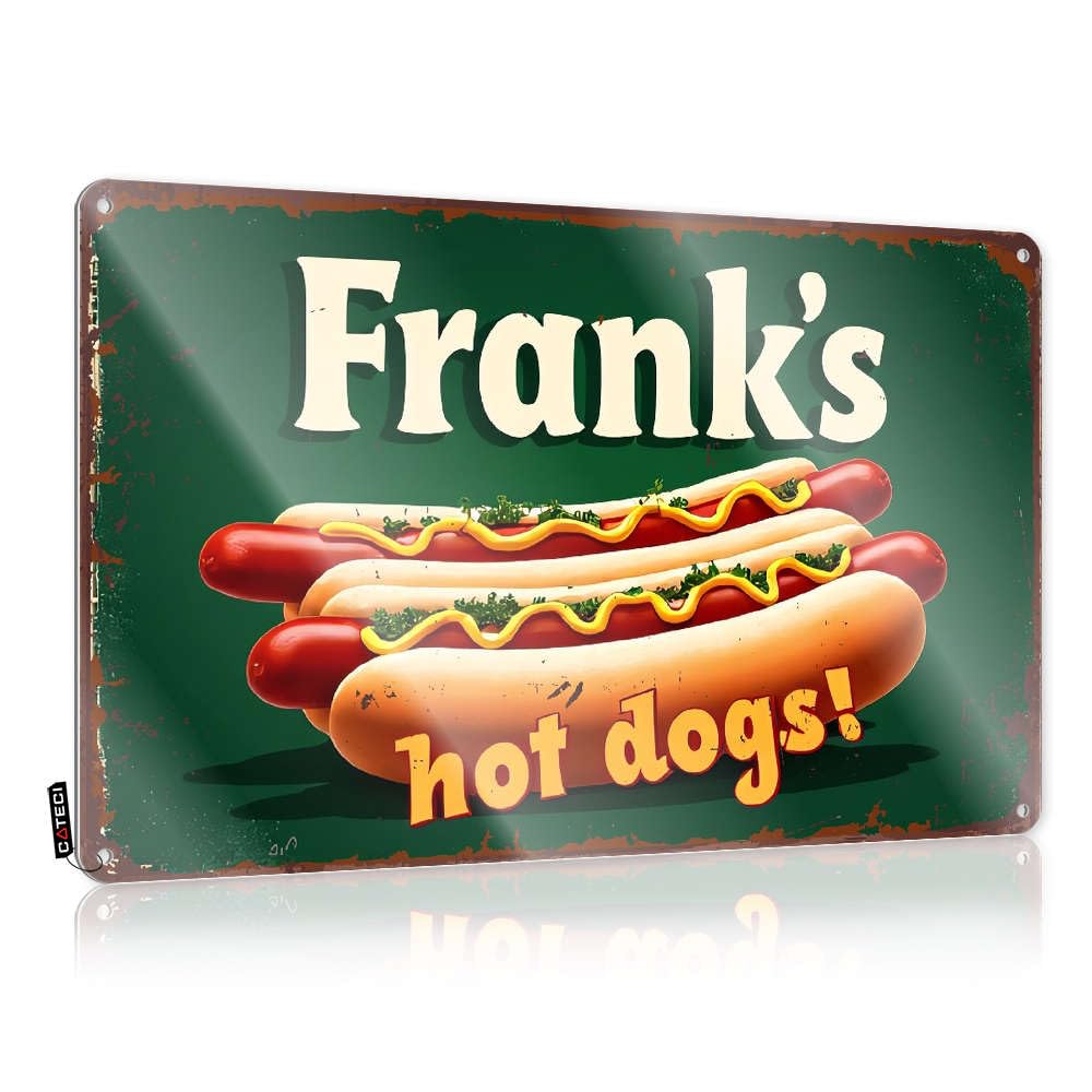 Neon, Matal Sign Tailgating Wedding Gift Frank's Hot Dogs! | Rustic Boho Wall Art(30X40CM)