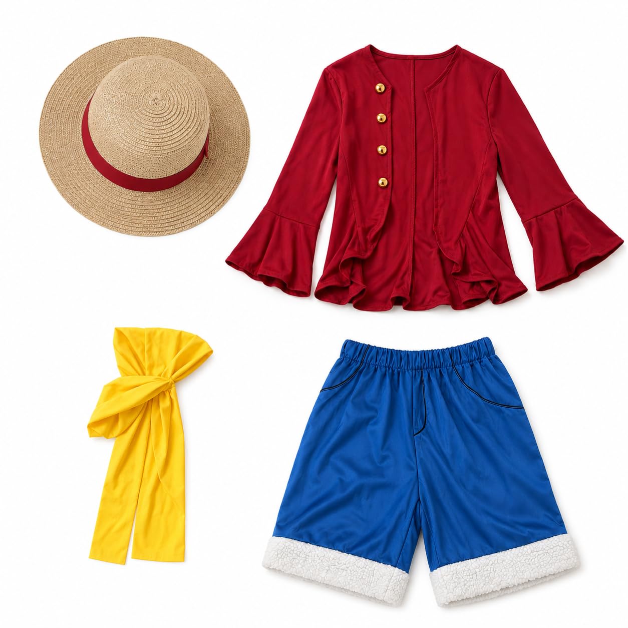 Chaks - Disfraz de Luffy, conjunto de disfraz de anime, cosplay