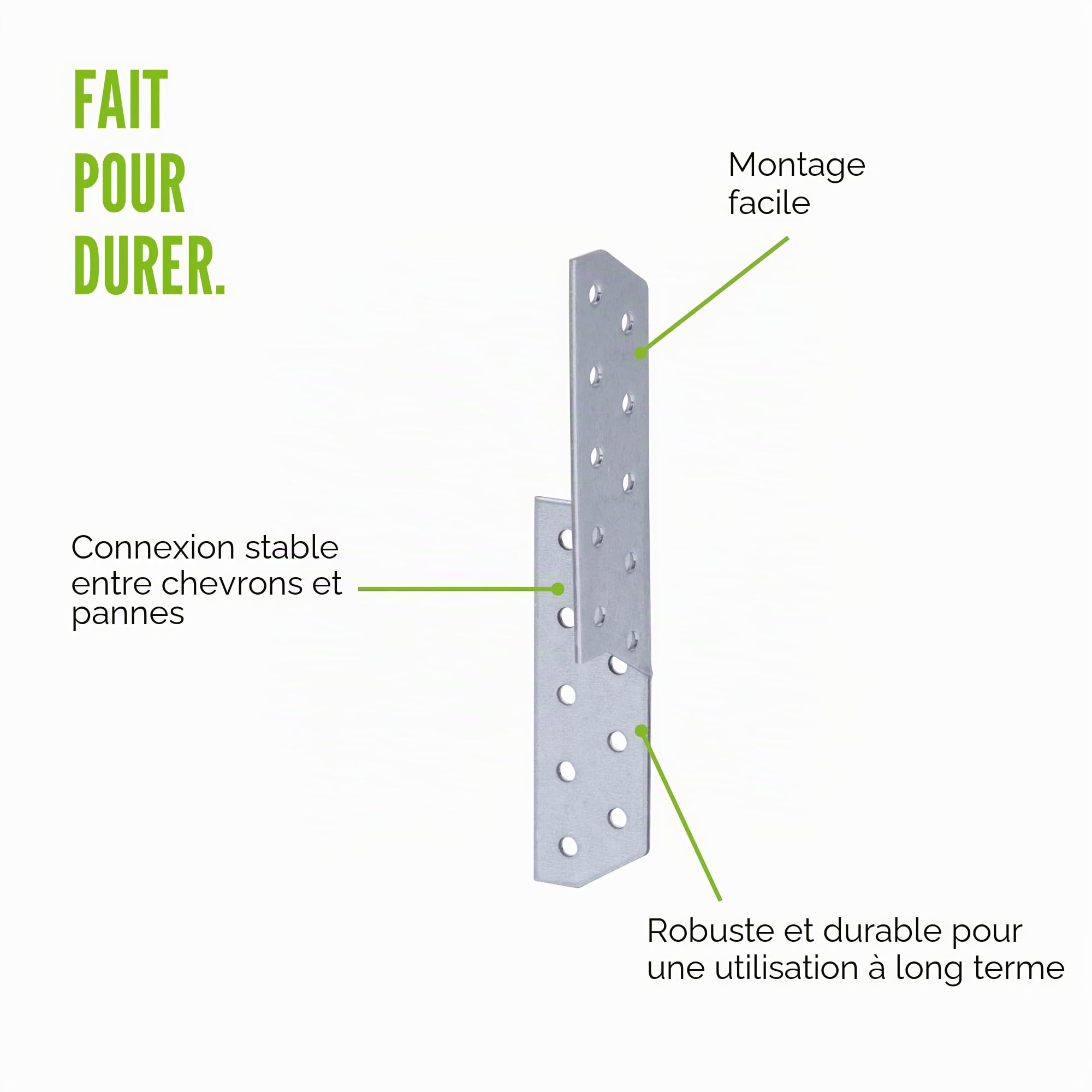 Alberts 846916 Équerre renvoyée | utilisable à droite | galvanisée Sendzimir | 32 x 32 x 210 mm | kit de 25