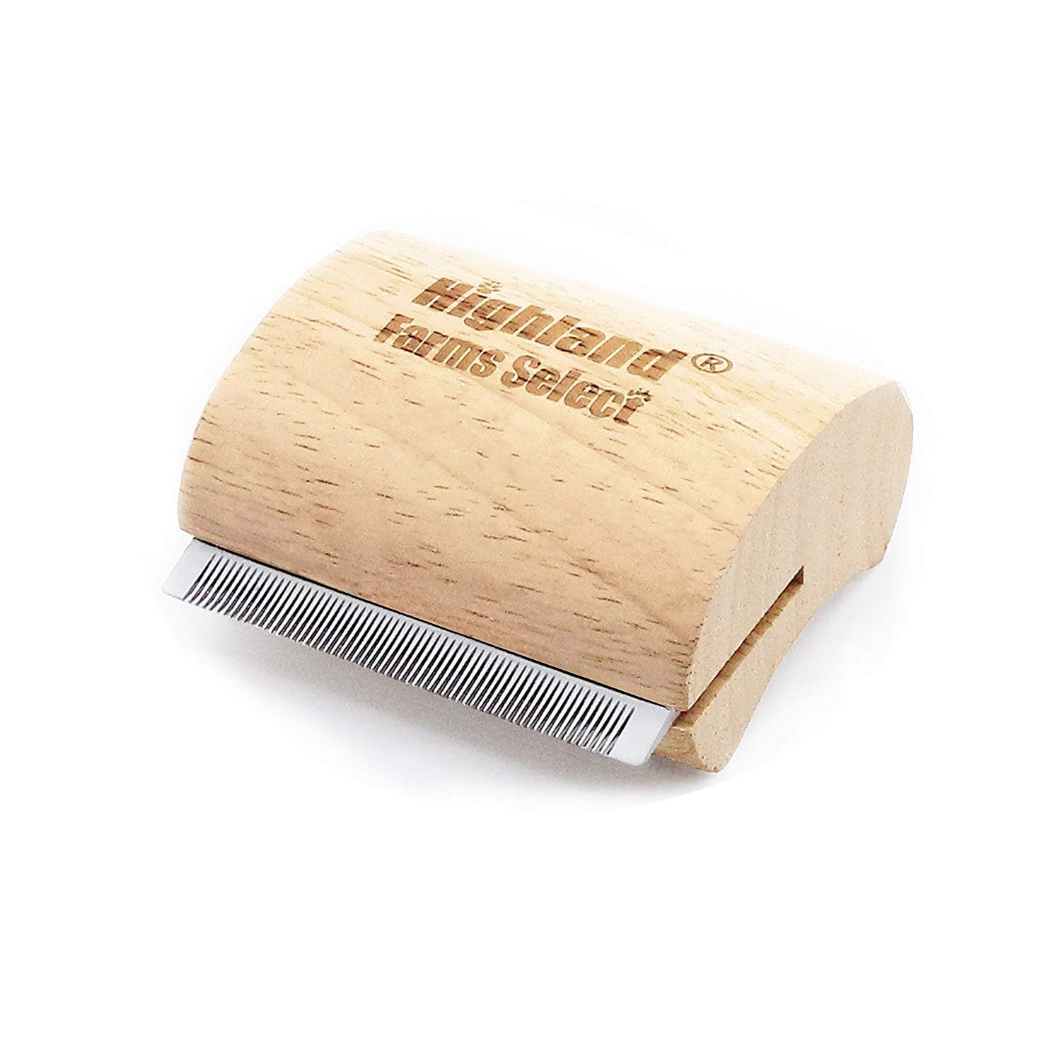 Highland Farms Select Deshedding Grooming Tool for Dogs, Cats & Horses, Ergonomic Design Wood Groom Brush, Professional Pet Groomer, Painlessly Remove for Short & Long Hair, Fur & Dirt - 2.5 Inches