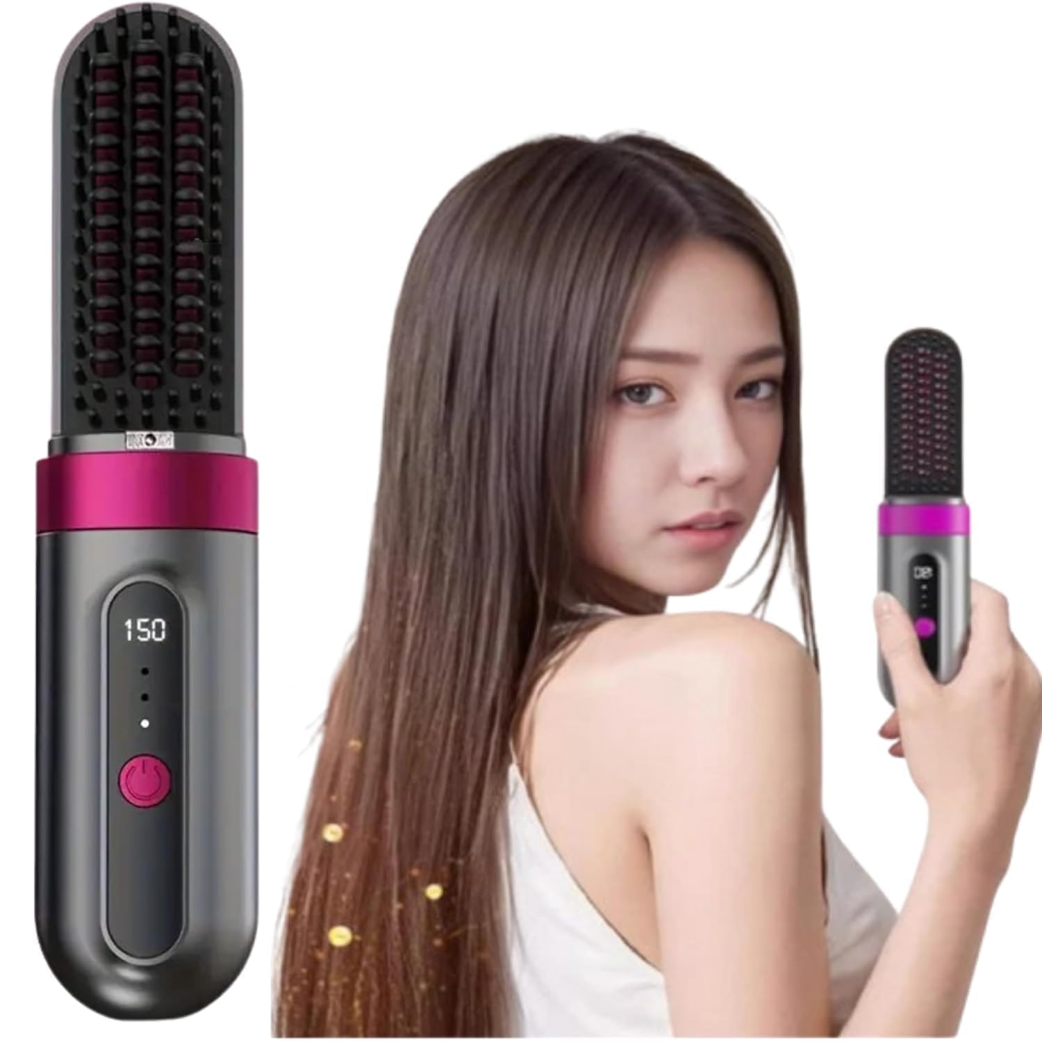 Cordless Hair Straightener Brush for Women | Rechargeable Mini Hair Straightening Comb | Portable USB-C Hair Straightener Brush with Ceramic Ionic Technology, 3 Heat Settings, Fast Heating, Travel Hair Styler (B1)-image-45