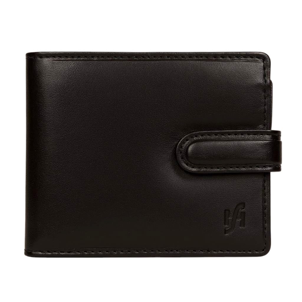 Essentials Slim Genuine Leather Billfold Wallet for Men – RFID Blocking, Slim Bifold Design with Coin Pocket, Gift Box Included – Classic UK Style (Model 5002) (Black Brown)