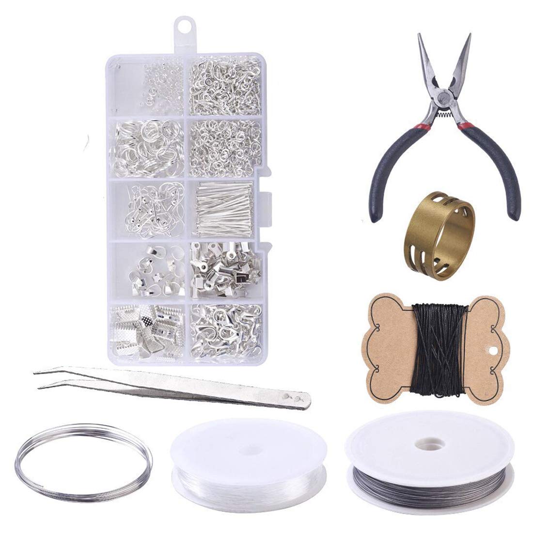 Fineinno Siliver Jewelry Making Kit Jewelry Making Kit For Starter Jewelry Finding Set Jewelry Beading Making Repair Tools With Open Jump Rings,Lobster Clasps,Jewelry Pliers