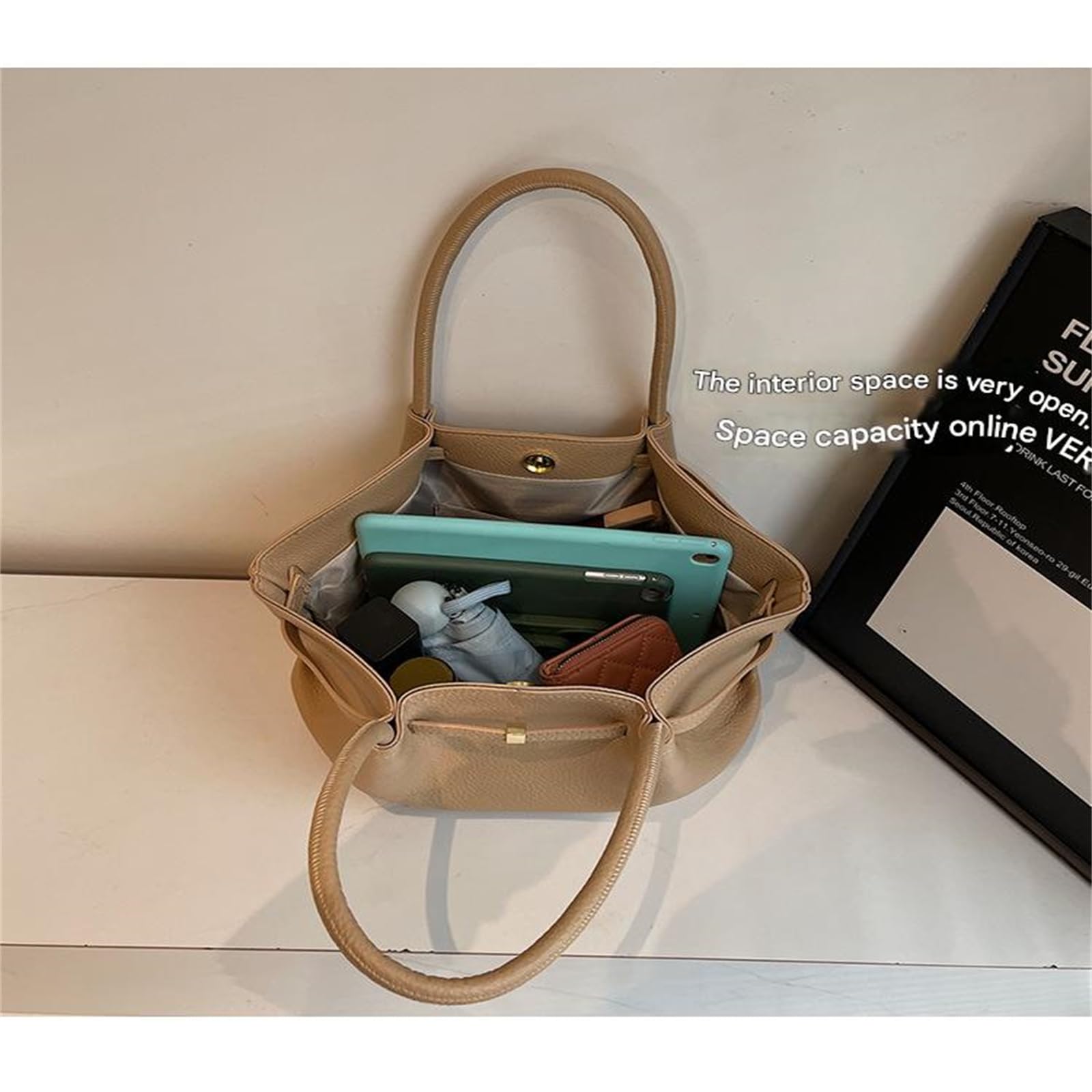 Borsa A Tracolla da Donna di Grande capacità in Stile retrò Primaverile-Marrone