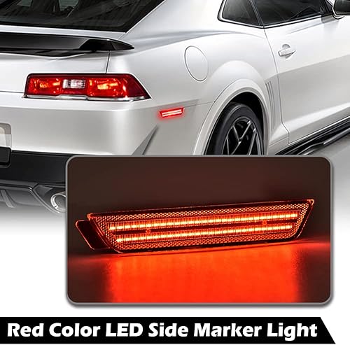 Miniatura 3 de G-PLUS Par de luces LED de marcador lateral para guardabarros trasero, lente blanca compatible con Chevy Camaro LS  LT  SS  Z28  ZL1 2010-2015