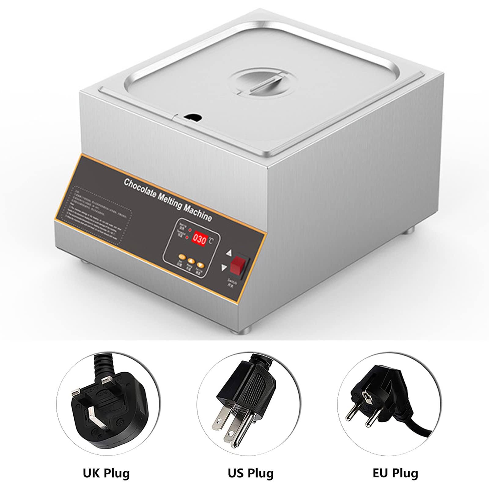 Machine de trempe au chocolat 600 W avec contrôle automatique de la température, 2 pots de 1,6 L pour fondre, chauffage de l'eau de 30 ℃ ~ 80 ℃, parfait pour un usage commercial