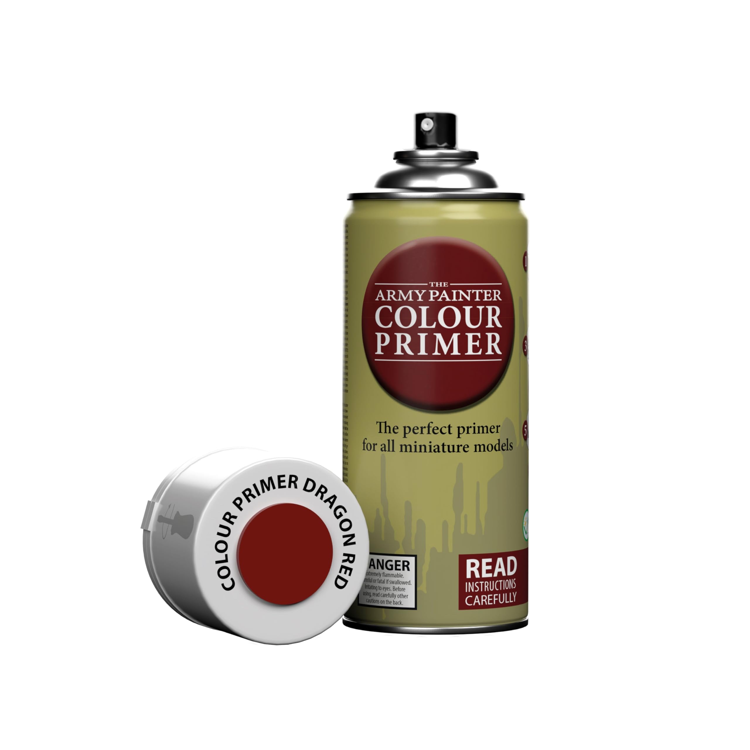 The Army Painter Colour Primer, Dragon Red Spray Paint, Resin and Plastic Primer for Acrylic Paint, Primer Paint for Wargaming Miniature Models, 400 mL