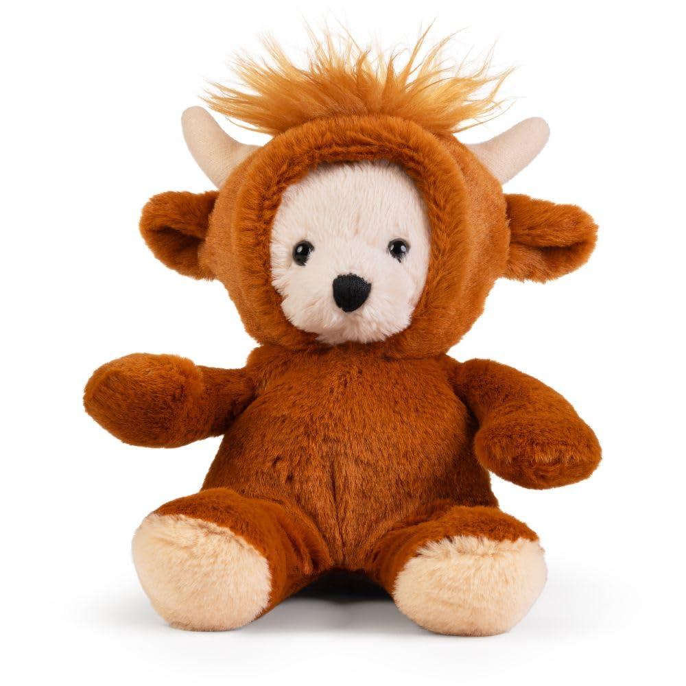 Little Living Nature Dress Up Bear- Highland Cow Plush - Easter Stuffed Animal Gifts