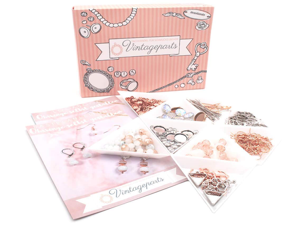 Set Fai Da Te Per Creare 30 Paia Orecchini Oro Rosa E Platino Per Matrimonio - 3