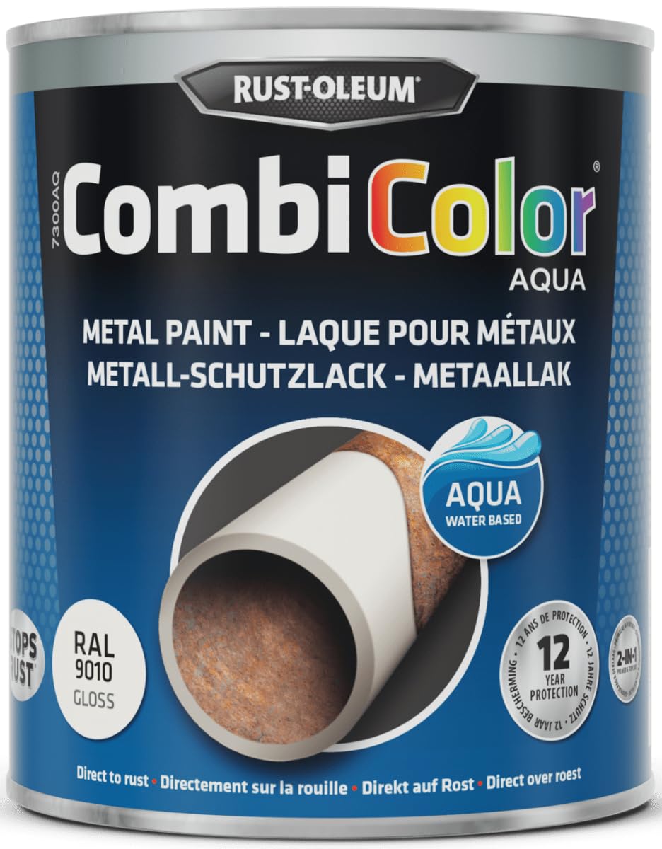 Peinture métal alkyde non solvantée CombiColor® Aqua brillant RAL 9010 blanc pur pot de 0.75l