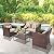 SOLAURA Patio Furniture Outdoor Conversation Set All Weather Wicker 4-Piece Sectional Sofa with Tempered Glass Coffee Table - Brown
