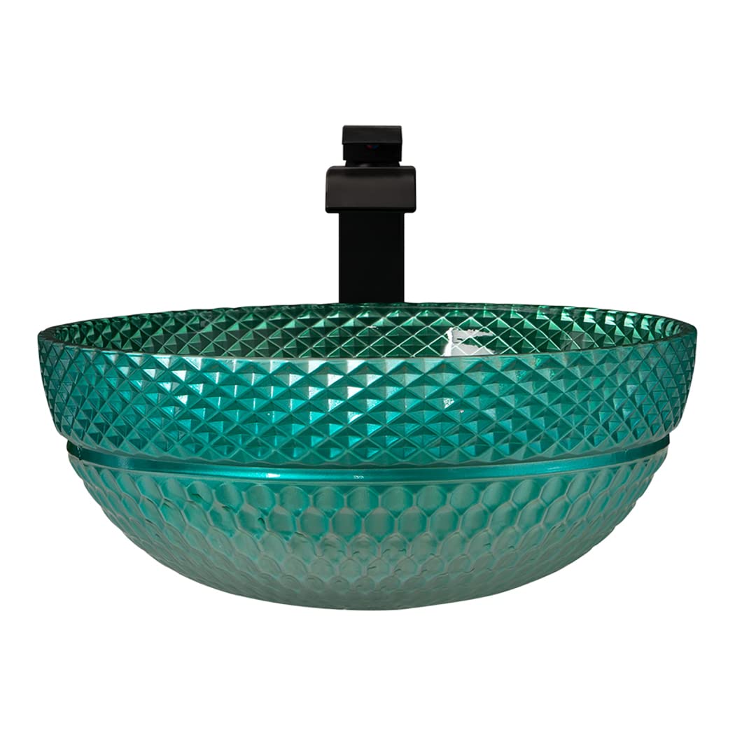 Lavabo de recipiente Lavabo de baño de vidrio templado Lavabo de baño sobre encimera Lavabo de baño Forma de tazón Lavabo de tocador de baño Tapas con combinación de drenaje, gris, solo lavabo