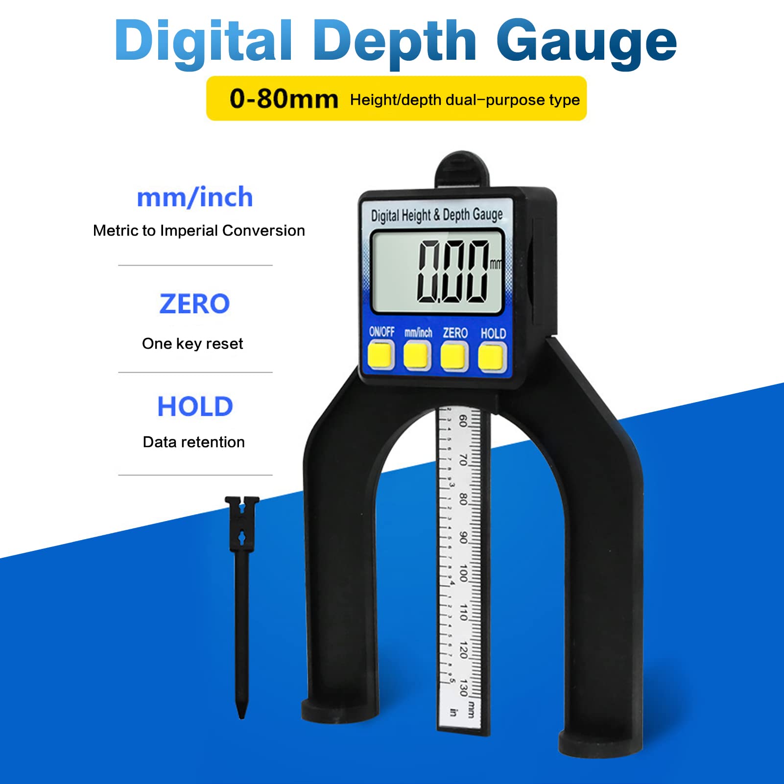 Calibro Digitale Portatile 0-80mm | Misuratore Altezza E Profondità | Base Magnetica | Unità MM/Pollici - Foto 7