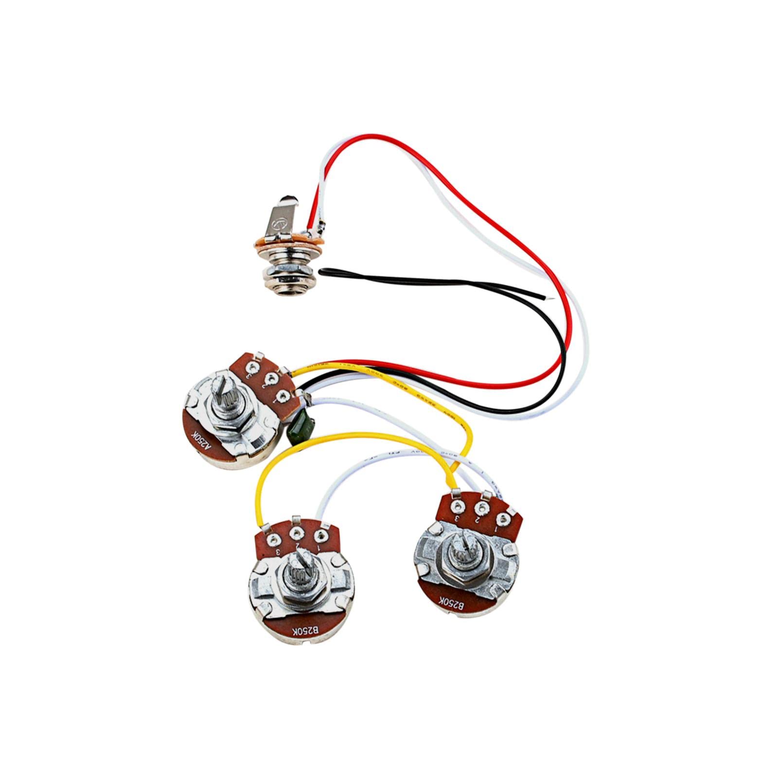 Juego de 5 potenciómetros eléctricos A250K+B250K precableados para accesorio de guitarra eléctrica