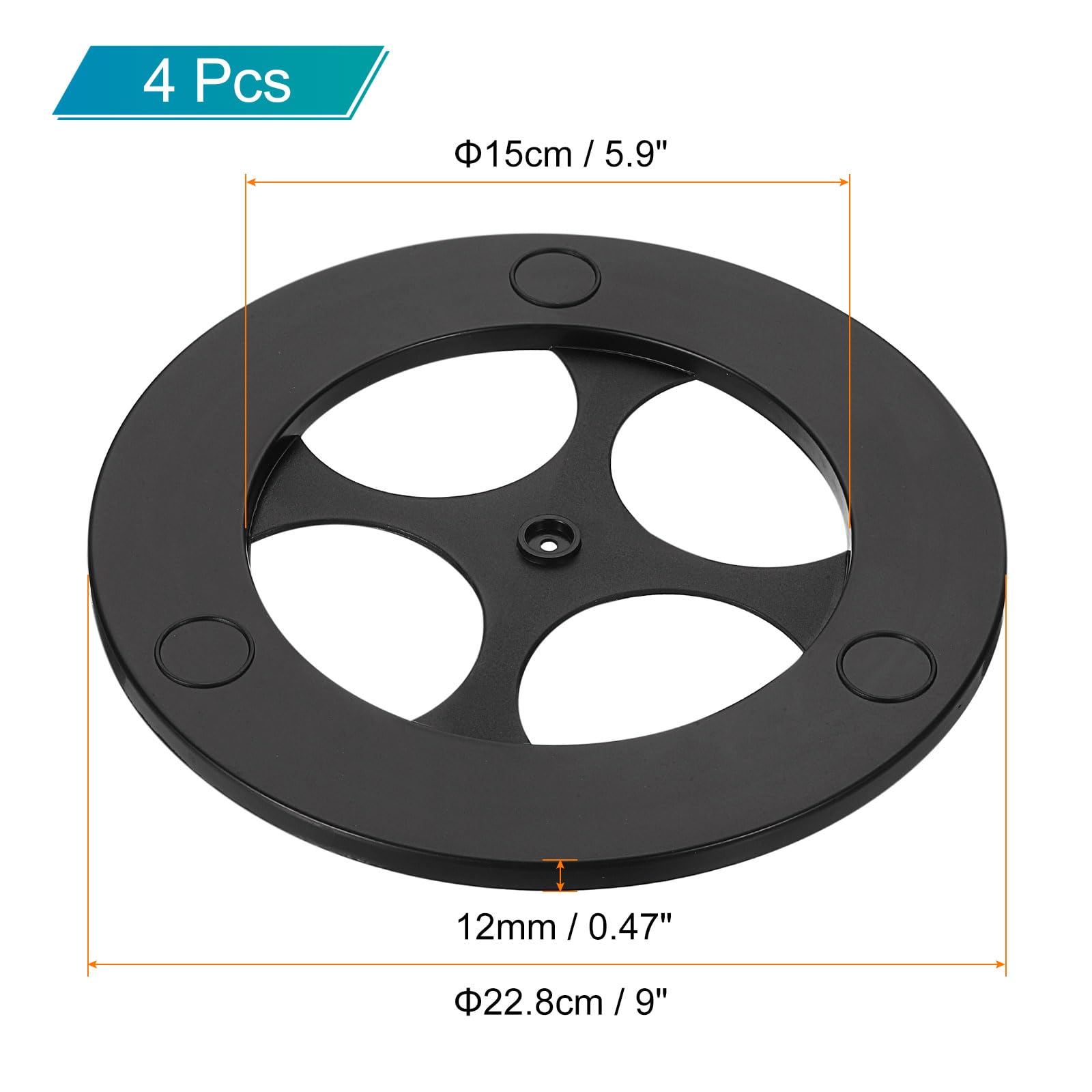 uxcell 4 Pcs Lazy Susan, 9 Inch Turntable Organizer 360 Degree Rotating Ball Bearing Turntable Organizer with Base for Kitchen Cabinet Pantry Organization and Storage, Black