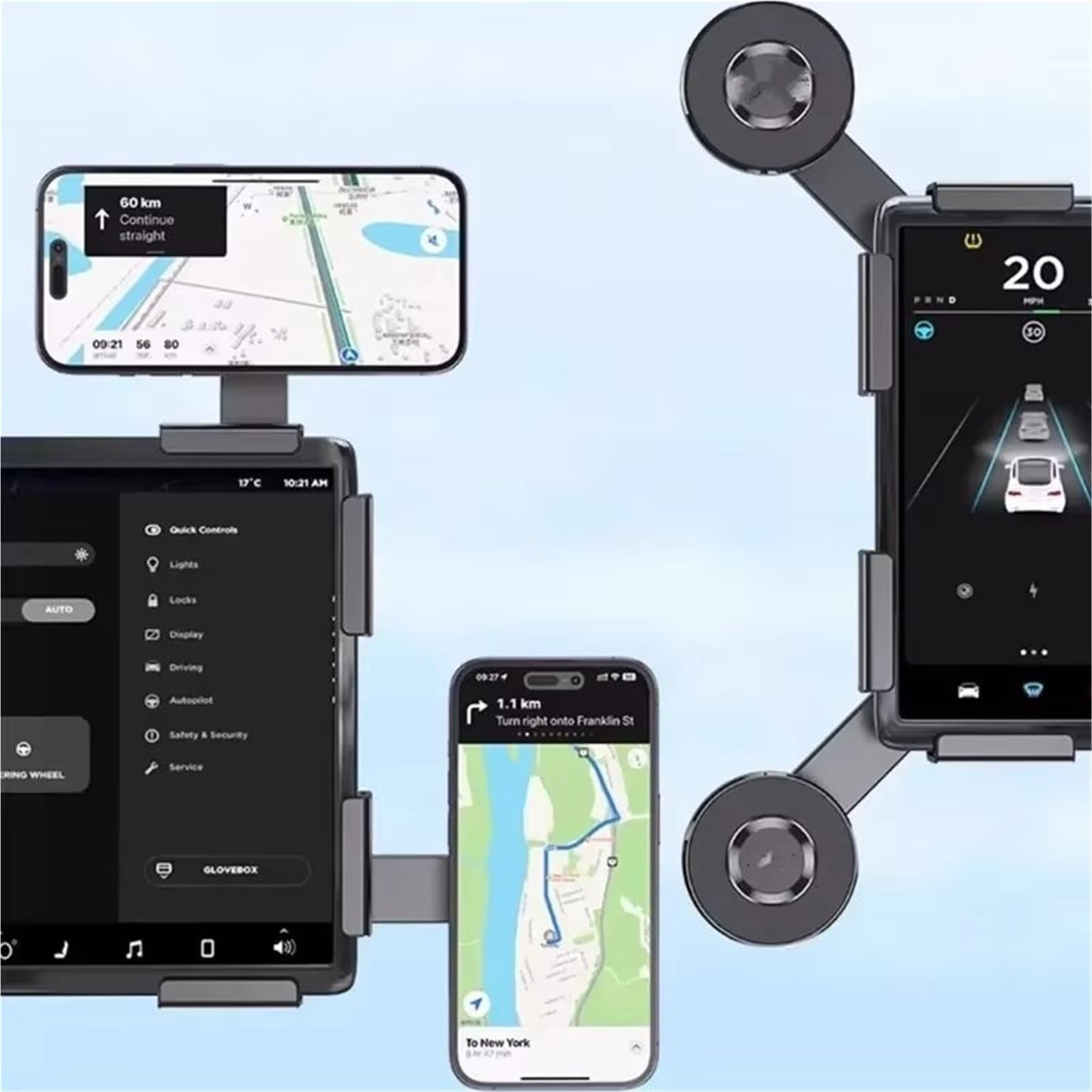 para iPhone 12 13 14 15 Pantalla Visualización Coche Lateral Rotación 360 Grados C Ar Mount Magnético Car Phone Holder Accesorios Soporte Móvil Coche(Style-2)