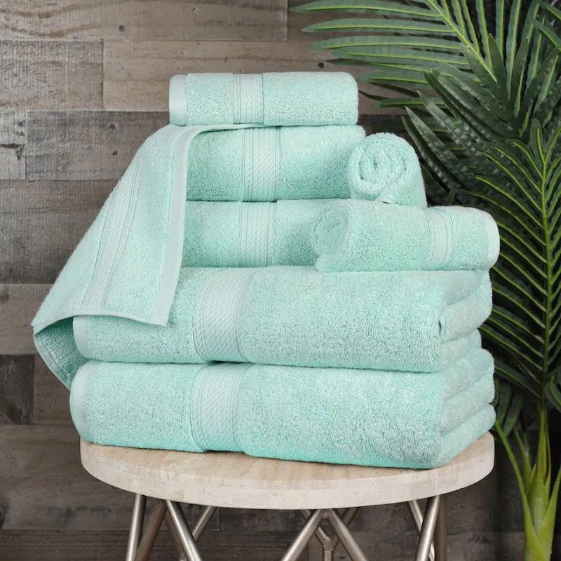 RAYMSTER 10 Piece Egyptian Cotton Towel Set - 2 Bath, 4 Face, & 4 Hand Towels Set for Daily Use - Soft, Highly Absorbent, Quick Dry, and Lightweight - Hotel Spa Quality - 500 GSM (Sage Green)