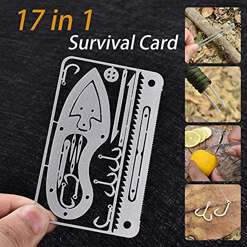 Cartão Externo, Andoer 10 PCS Multi-Tool Card 17 em 1 Multifunction Fishing Hook Card para Emergênci
