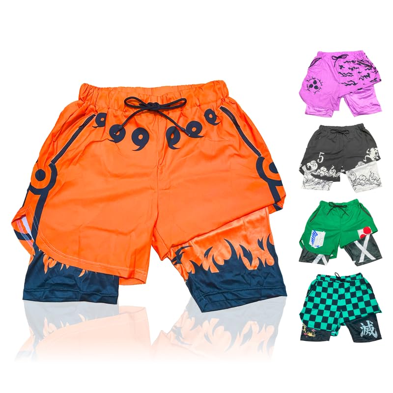 FOR KINGS. BY KINGS CROWN LMTD SUPPLYAnime Shorts - Breathable Stretch Compression Gym Short with Pockets and Towel Holder