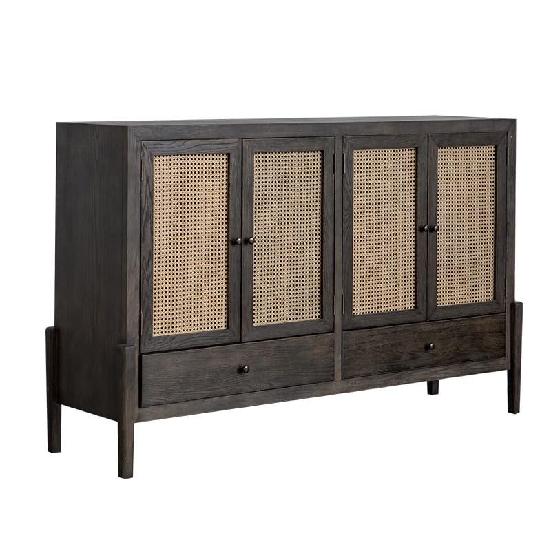 BNUTFRDD Aufbewahrungsschränke Retro Sideboard Rattan Holzschrank...