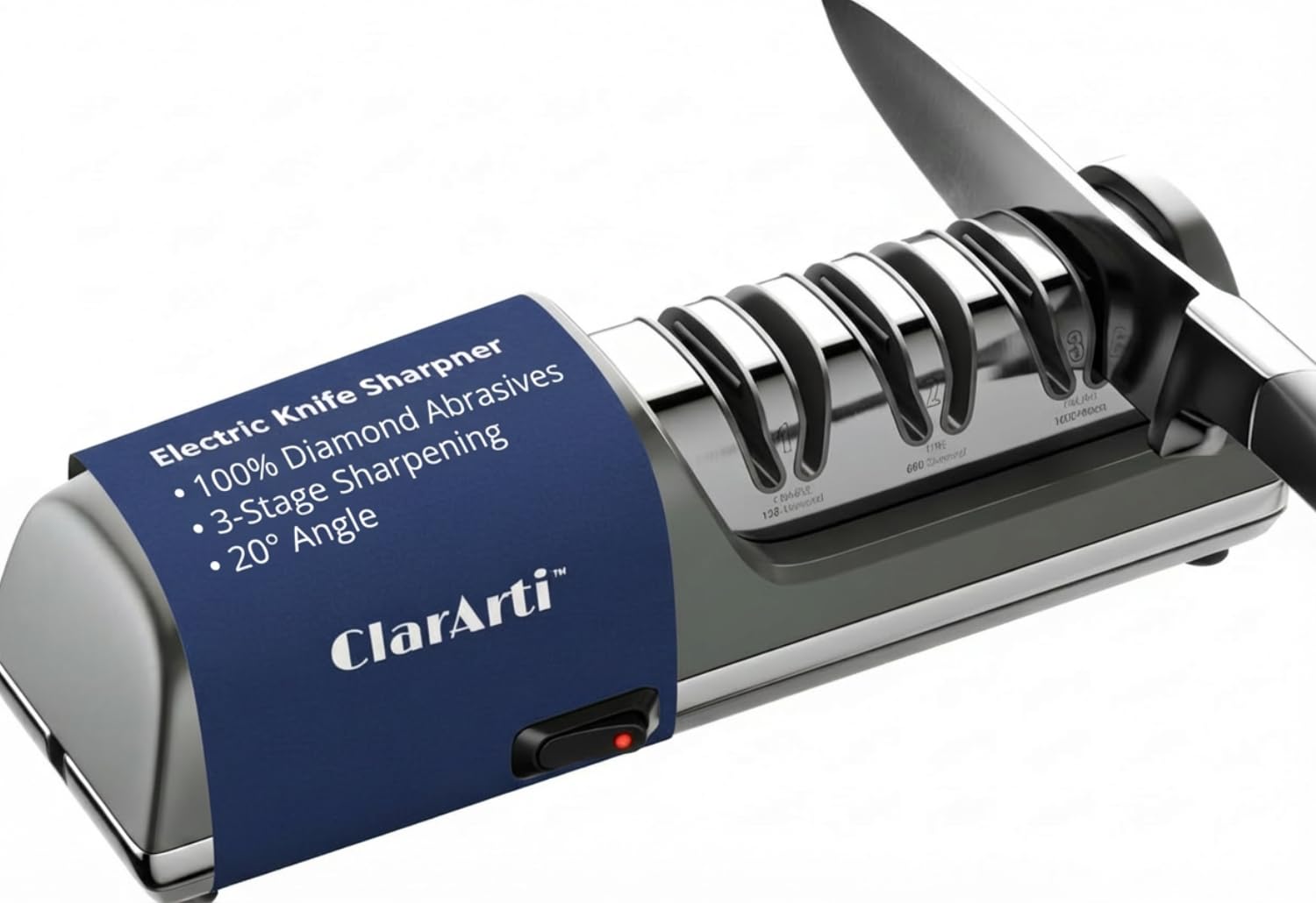 Electric Knife Sharpener for Kitchen Knives 3-Stage Diamond Sharpening System with Guided Angle Stable Suction Base Fast Safe