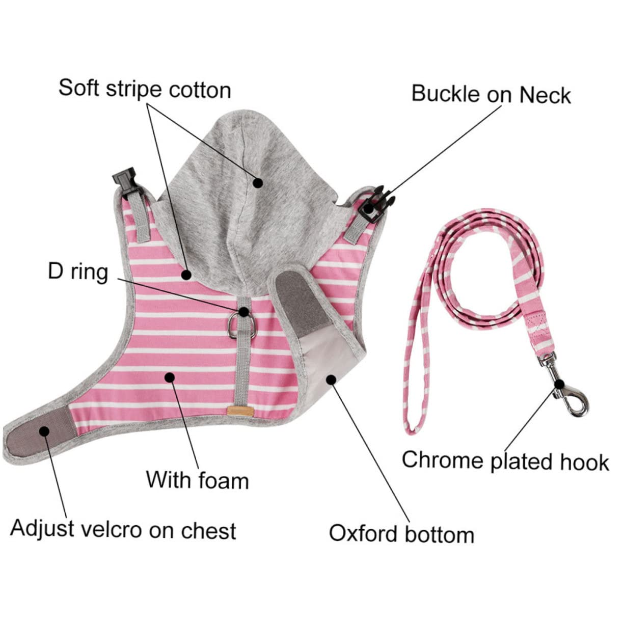 Yardwe 3pièces Harnais Et Laisse Rayé pour Chat Gilet De Sécurité Ajustable pour Promenade Extérieur