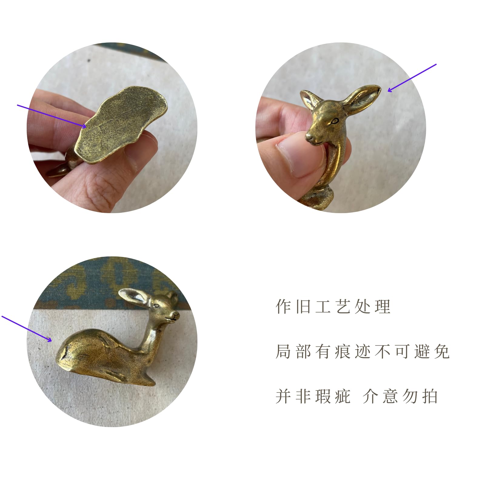 Deer Shape Copper Calligraphy Brush Holder - Handmade Paperweight & Desk Organizer 3.5x1.5x3.5cm