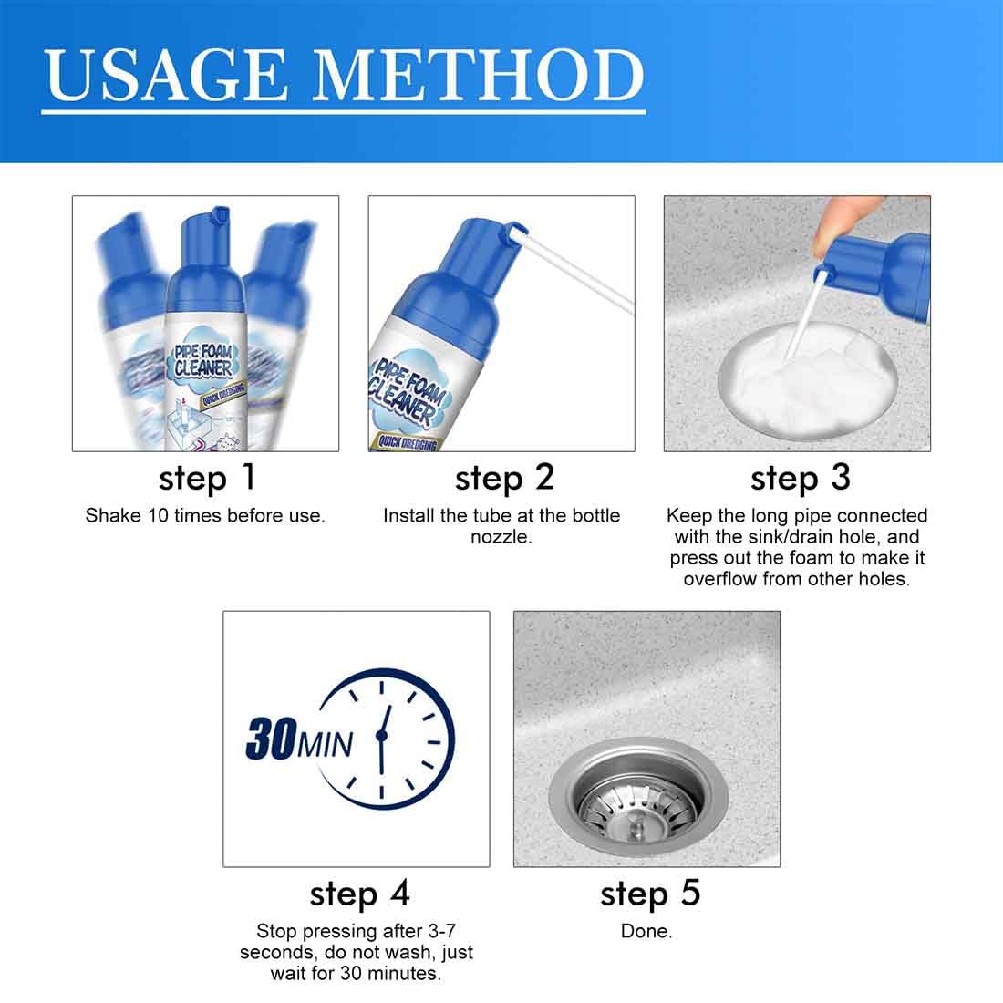 Powerful Drain Cleaner,Drain Cleaner Foam,Odor Eliminator,Foaming Drain Cleaner,Unclogs,Foam Sink Cleaner,Liquid Plumber Drain Cleaner,Clog Remover For Kitchen Drain,Sinks,Tubs (2 bottles)