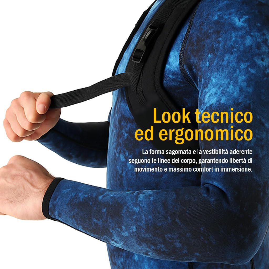 Schienalino in Neoprene con Zavorre Namaka | Per Apnea, Pesca Sub, Snorkeling | Supporto Zavorra o Galleggiante – Gilet Regolabile Multifunzione