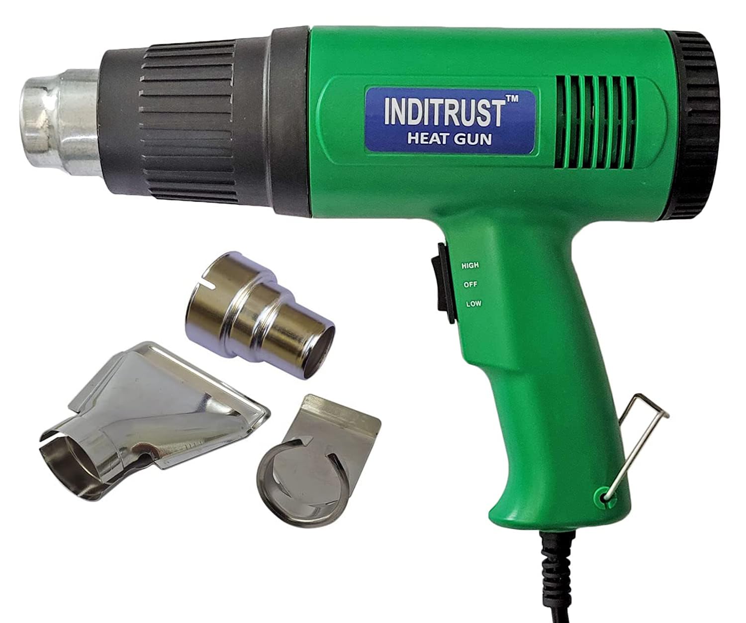INDITRUST 2000W Heat Gun with Dual Temperature setting and 3 Nozzle Attachments, Hot Air Gun Heating helps in Shrink Wrapping, Paint Removal, Wire Shrinking, Crafting (Green) (B0CG5R39T8) Amazon Price History, Amazon Price Tracker