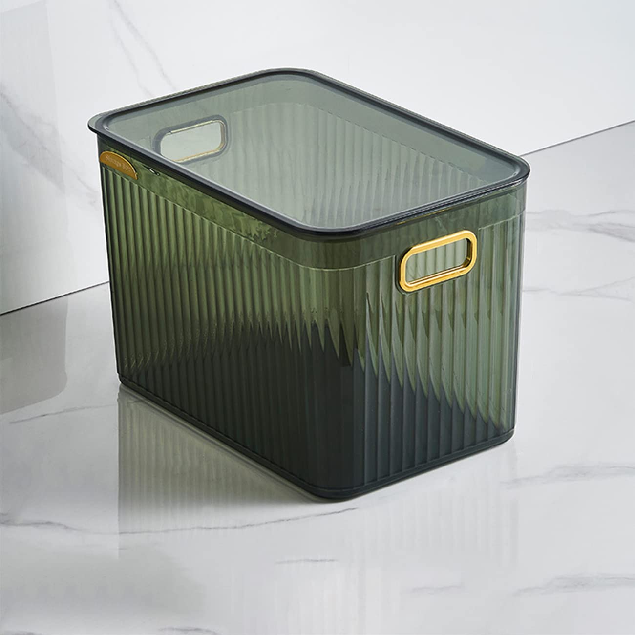 KLONOX Transparent acrylic storage box, large-capacity storage box, plastic storage box with lid, cosmetics and jewelry storage basket, desktop storage basket. (Transparent Green-XXL), dfa5d4f6d4f