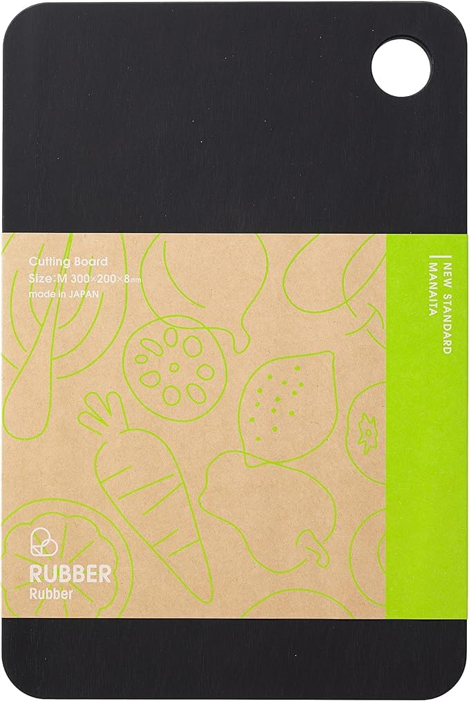 NBD001 Labaraba Cutting Board, Synthetic Rubber, Black, M, Made in Japan, 11.8 x 7.9 x 0.3 inches (300 x 200 x 8 mm)