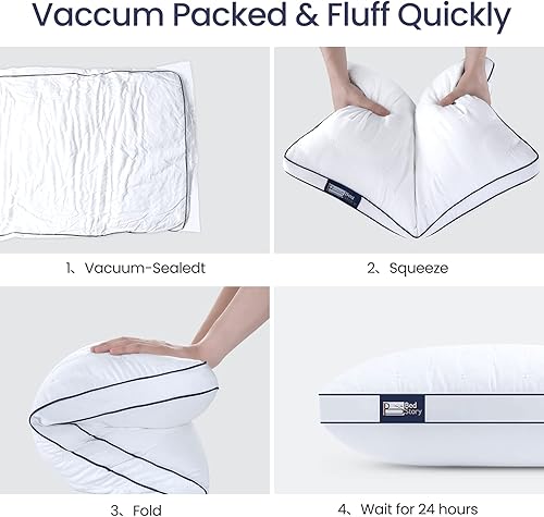 Miniatura 7 de BedStory Almohadas de cama para dormir, calidad de hotel, suaves y cómodas, mejoran la calidad del sueño, almohadas de lujo para dormir de lado,