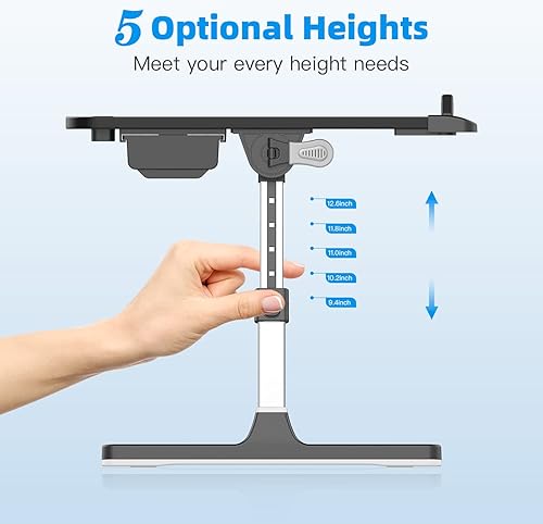 Miniatura 3 de Escritorio de cama para laptop, escritorio de regazo ajustable con 2 cajones de almacenamiento, cuero de PVC de alta calidad, mesa plegable para